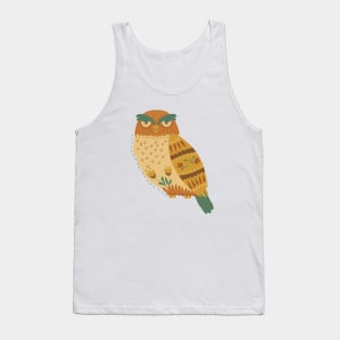 Autumn Folk Art Owl Tank Top